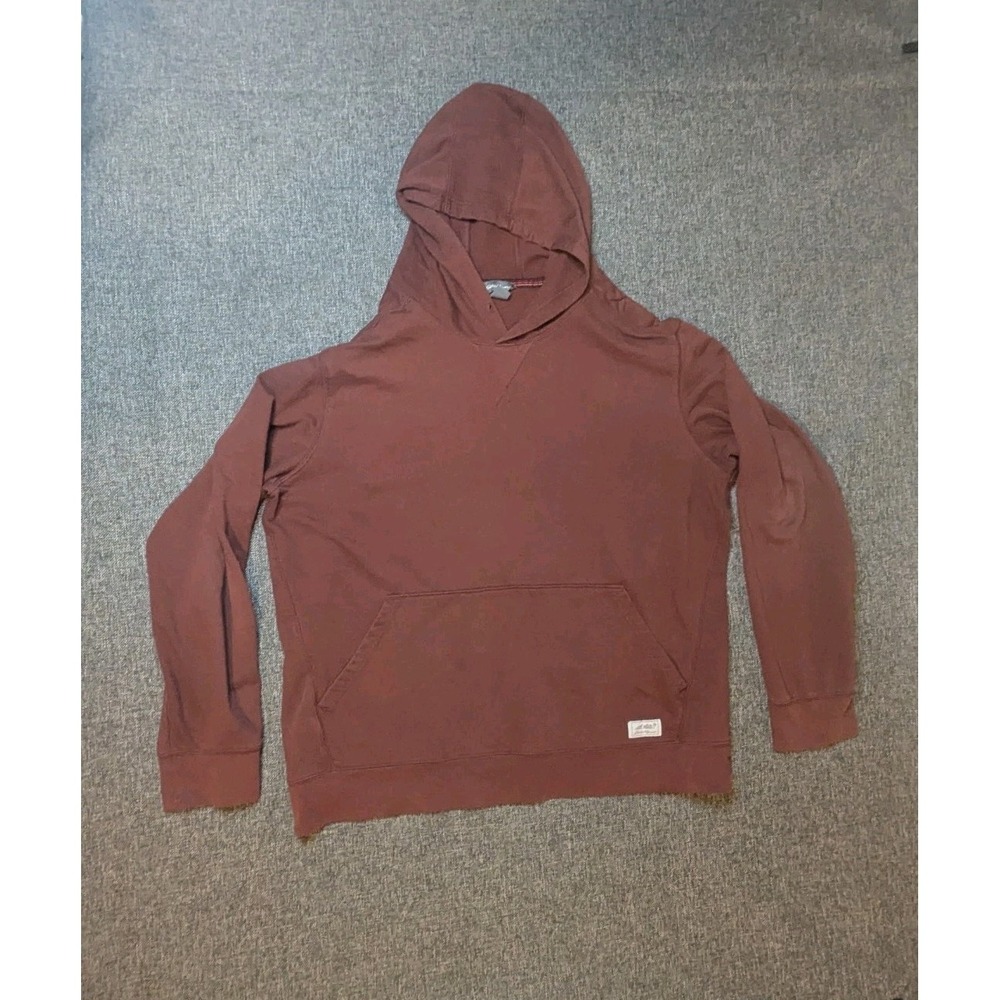 Eddie Bauer Hoodie Heathered Burgundy Fleece Pullover Men Size XL Jacket